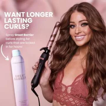 Beachwaver Great Barrier Heat Protectant Hair Spray - Multi-Purpose Treatment for Heat Protection Before Styling for Flexible Hold & No Frizz - Polynesian Pink Sugar Scent (8.4 Fl Oz)