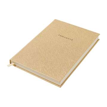 Eccolo Lined Journal Notebook, Hard Cover, Gold, 256 Ruled Pages, Medium 5.75-x-8.25 inches