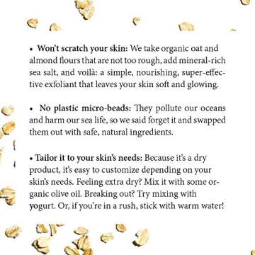 S.W. Basics Exfoliant Face Scrub, Skin Smoothing Exfoliator, Made with Sea Salt, Oat, and Almond Flours, Organic and Cruelty Free, 3.0 oz