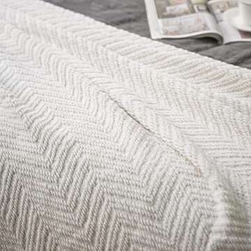 battilo Knit Zig-Zag Textured Woven Throw Blanket, 60" L x 50" W, White