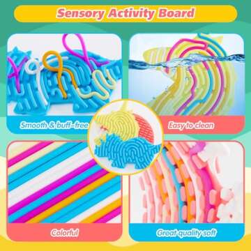 3Pcs Sensory Activity Board, Fidget Sensory Toys for Kids Adults, Duble Sided Design Kids Busy Board for Fine Motor Skill, Calm Down Fidget Toy for Stress Relief, Calming, Focus, ADHD and Autism