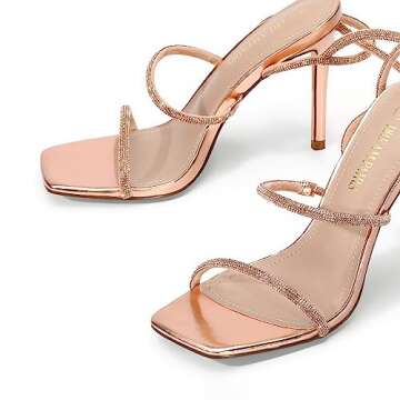 DREAM PAIRS Rose Gold High Heels Stiletto Sandals - Strappy Gladiator Pumps for Women