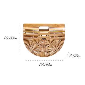 Samuel Bamboo Bags for Women Summer Straw Wooden Beach Purse Handmade Basket Handbags Vacation Essentials Must Haves