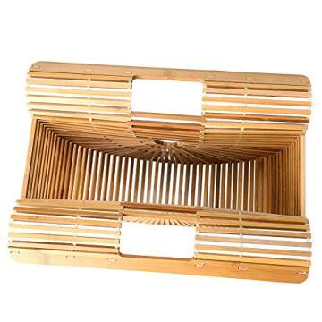 Samuel Bamboo Bags for Women Summer Straw Wooden Beach Purse Handmade Basket Handbags Vacation Essentials Must Haves