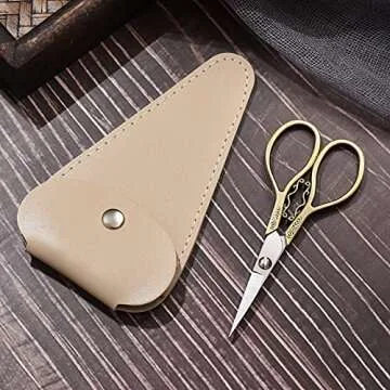 HITOPTY Small Precision Detail Scissors, 4.3in Sharp Pointed Tip Vintage Embroidery Shears W/Sheath for Craft, Sewing, Cross Stitch, Artwork, Thread Cutting