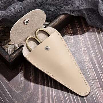 HITOPTY Small Precision Detail Scissors, 4.3in Sharp Pointed Tip Vintage Embroidery Shears W/Sheath for Craft, Sewing, Cross Stitch, Artwork, Thread Cutting