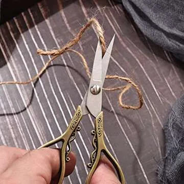 HITOPTY Small Precision Detail Scissors, 4.3in Sharp Pointed Tip Vintage Embroidery Shears W/Sheath for Craft, Sewing, Cross Stitch, Artwork, Thread Cutting