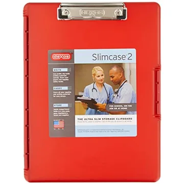 Dexas Slimcase 2 Plastic Clipboard with Storage and Side Opening in Strawberry Red
