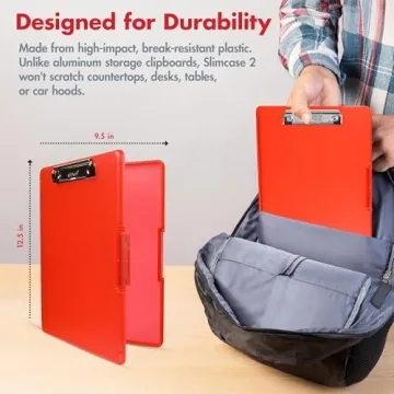 Dexas Slimcase Clipboard with Storage - Strawberry Red