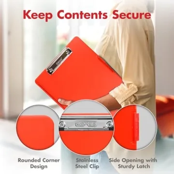 Dexas Slimcase Clipboard with Storage - Strawberry Red