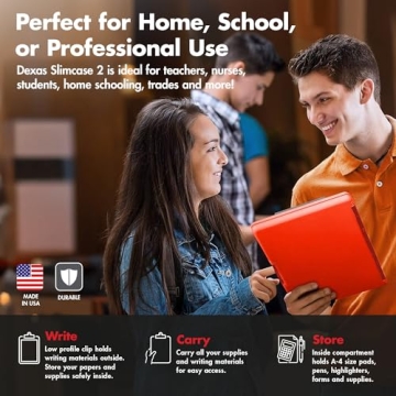 Dexas Slimcase Clipboard with Storage - Strawberry Red