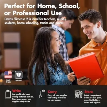 Dexas Slimcase Clipboard with Storage - Strawberry Red