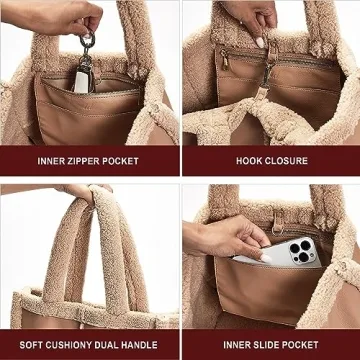 Chic Like Dreams Large Vegan Leather Sherpa Tote Bag