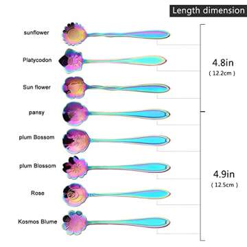 Flower Spoon Set, niceEshop Stainless Steel Teaspoon Colorful Coffee Spoon Tea Spoon Mixing Spoon Su...