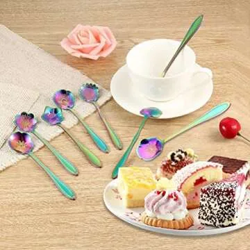 Flower Spoon Set NiceEshop 8-Piece Stainless Steel Teaspoon