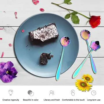 Flower Spoon Set NiceEshop 8-Piece Stainless Steel Teaspoon