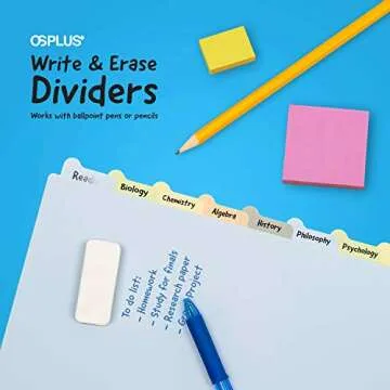 OS Plus 8-Tab, Write-on Plastic Dividers, Round Corner Tabs, Assorted, 1 Set