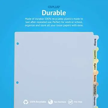 OS Plus 8-Tab, Write-on Plastic Dividers, Round Corner Tabs, Assorted, 1 Set