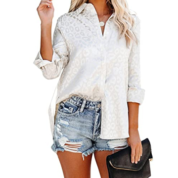 Astylish Women’s Satin Embossed Cuffed Tunic Shirt