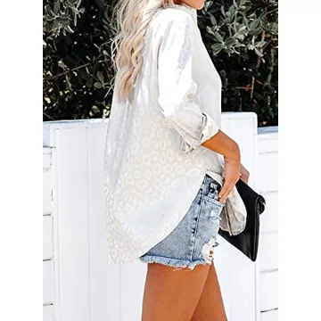 Astylish Women’s Satin Embossed Cuffed Tunic Shirt