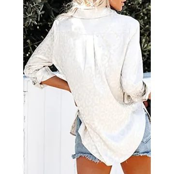 Astylish Women’s Satin Embossed Cuffed Tunic Shirt