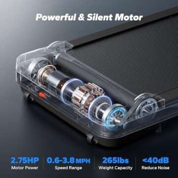 MERACH Walking Pad, 2.75HP Quiet Under Desk Treadmills for Home, Portable Walking Treadmill with Magnetic Remote Control, LED Display, APP