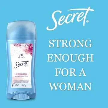 Secret Antiperspirant and Deodorant for Women, 24hr Sweat & Odor Protection, PH Balanced Protection, Gentle on Skin, Invisible Solid, Powder Fresh Scent, 2.6 oz