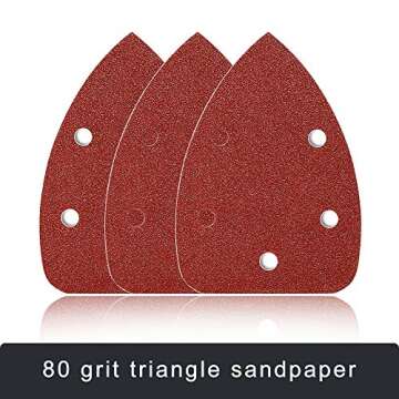 HIFROM 65pcs Mouse Sander Pads Sanding Sheets Aluminum Oxide Hook & Loop 140mm 5 Hole 80 Grits Sanding Paper