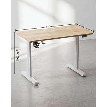 BANTI 44"x24" Standing Desk, Electric Stand up Height Adjustable Home Office Table, Sit Stand Desk, Light Rustic Brown Top