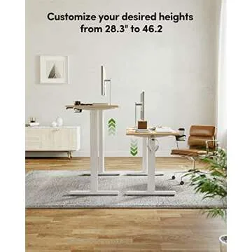 BANTI 44"x24" Standing Desk, Electric Stand up Height Adjustable Home Office Table, Sit Stand Desk, Light Rustic Brown Top