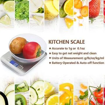 Elec3 Digital Multifunction Kitchen and Food Scale, 11lb/5kg Stainless Steel Platform Kitchen Scale with LCD Display, 1 Year Warrant (Silver)