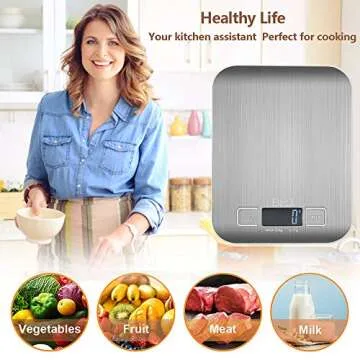 Elec3 Digital Multifunction Kitchen and Food Scale, 11lb/5kg Stainless Steel Platform Kitchen Scale with LCD Display, 1 Year Warrant (Silver)