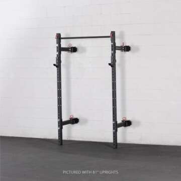 Titan Fitness T-3 Series Folding Power Rack 91in. H 21 in. D Space Saving Wall Mounted