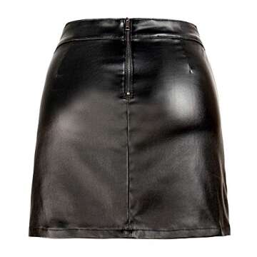 NASUN Women's Stretch Faux Leather Skirt High Waist Split Mini Bodycon Pencil Skirt HS031 S Black