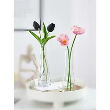 Elegant 8.5 Inch Clear Glass Flower Vase for Home Decor