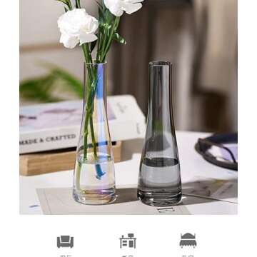 Elegant 8.5 Inch Clear Glass Flower Vase for Home Decor