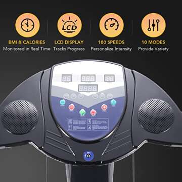 ZELUS Vibration Plate Exercise Machine | Extra Large 1.5hp Workout Equipment for Weight Loss Fitness | Gym Equipment for Home with Built-in Speakers, Resistance Bands, Holds up to 330lb, Black