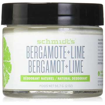 Schmidt's Natural Deodorant - Bergamot and Lime, 2 ounces. Jar for Women and Men