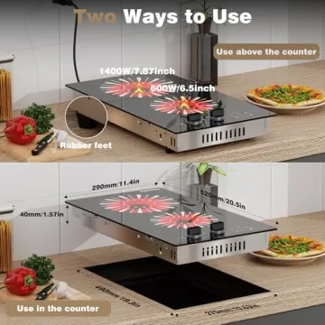 Karinear 110V Electric Cooktop with Dual Burners