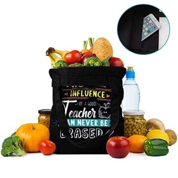 NANOOER Teacher Appreciation Gifts, Best Teacher Gifts Canvas Tote Bag Black with Inner Pocket for Women,Teacher Graduation Gifts Reusable Grocery Bag