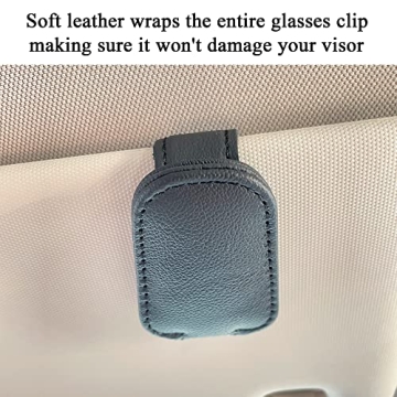 KIWEN Sunglasses Holders for Car Visor, Magnetic Leather Glasses Eyeglass Clip for Car, Ticket Card Clip Sunglasses Mount, Car Visor Accessories Gadgets (1, Black)