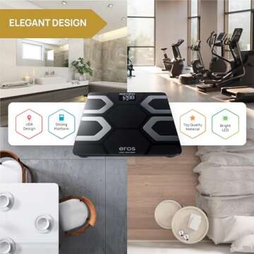 INEVIFIT EROS Bluetooth Body Fat Scale Smart BMI Highly Accurate Digital Bathroom Body Composition Analyzer with Wireless Smartphone APP 400 lbs 11.8 x 11.8 inch (Black)