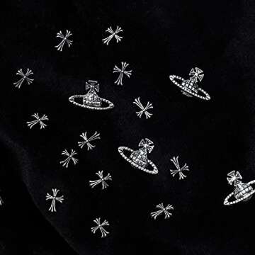 60 Pcs Cross Nail Art Charm Decoration Saturn Shape 3D Silver Metal Cross Nail Charms Punk Vintage N...