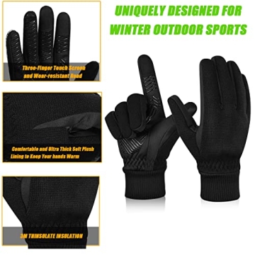 MOREOK Winter Gloves -10°F 3M Thinsulate Warm Gloves Bike Gloves Cycling Gloves for Driving/Cycling/Running/Hiking-Black-S
