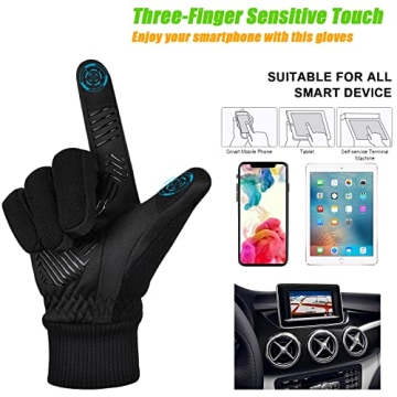 MOREOK Winter Gloves -10°F 3M Thinsulate Warm Gloves Bike Gloves Cycling Gloves for Driving/Cycling/Running/Hiking-Black-S