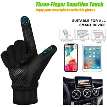 MOREOK Winter Gloves -10°F 3M Thinsulate Warm Gloves Bike Gloves Cycling Gloves for Driving/Cycling/Running/Hiking-Black-S