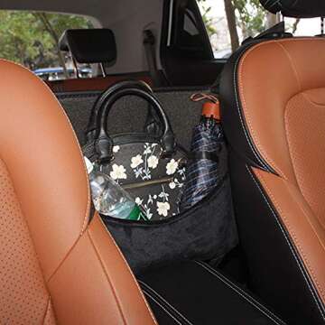 eing Automotive Consoles & Organizers,Pu Leather Diamond Car Purse Holder,Road Trip Essentials Kids Car Stuff Storage Pocket,Car Interior Accessories for Men Gilrs Women,Black