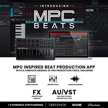 Akai MPK Mini MK3 MIDI Keyboard Controller + M-Audio SP2 Sustain Pedal, with MPC Beats and Software Suite – Beat Maker Bundle (Black)