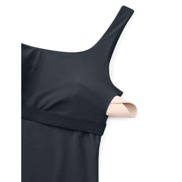 CRZ YOGA Butterluxe Workout Tank Tops for Women U Neck Padded Crop Tops Athletic Camisole Tops with Built in Bra True Navy Medium