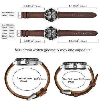 BISONSTRAP Watch Strap 18mm, Vintage Leather Replacement Watch Band, Brown